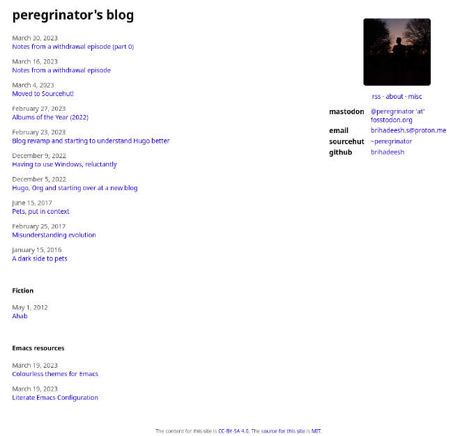 screenshot of the blog from 2023